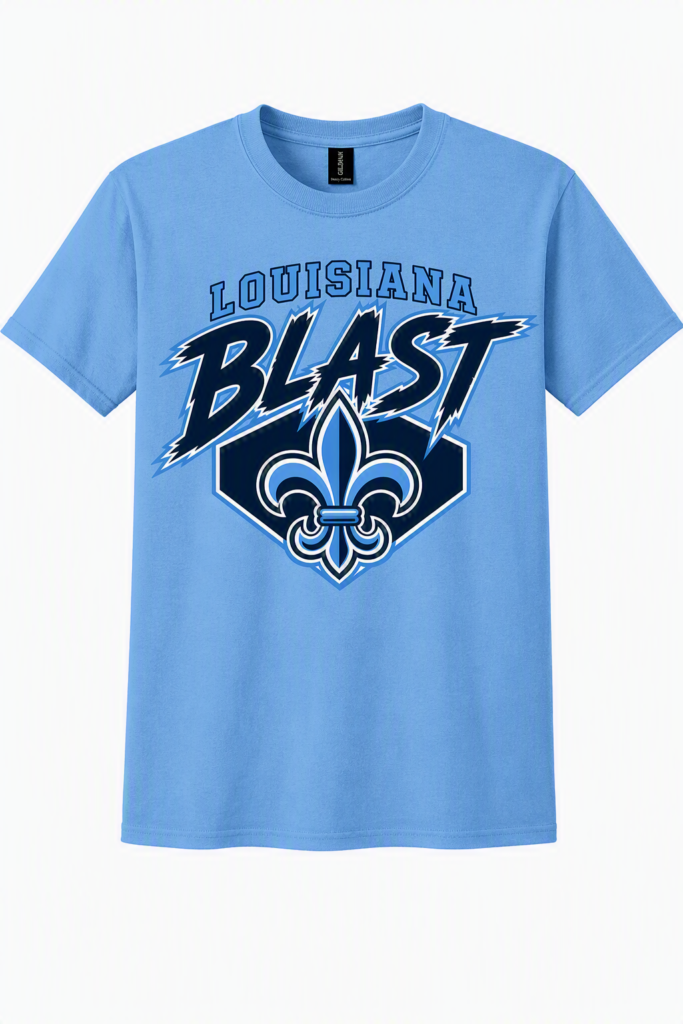 Louisiana Blast blast blue tshirt